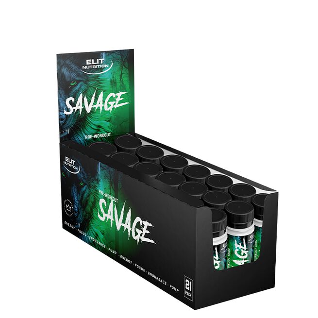 21 x Savage PWO Shot, 60ml Sour Apple