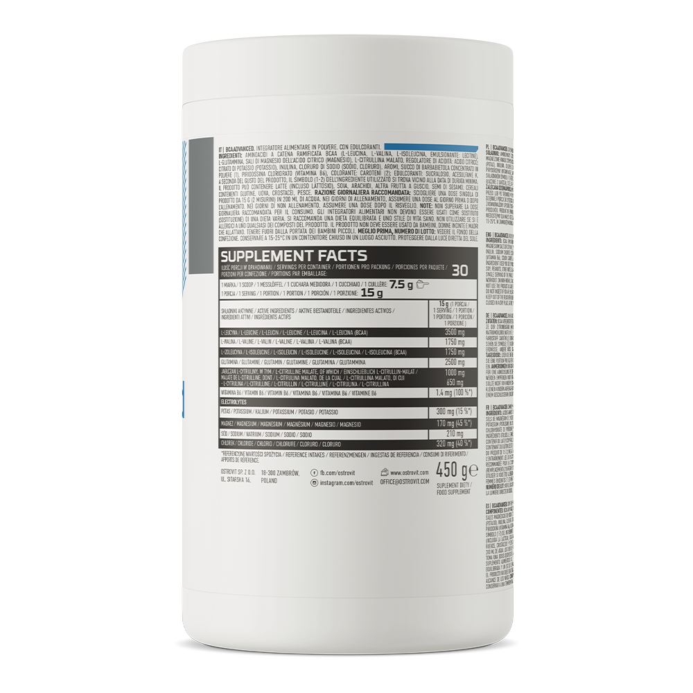 BCAA With vitamin B6, electrolytes, glutamine and citrulline 450 g BCAAdvanced