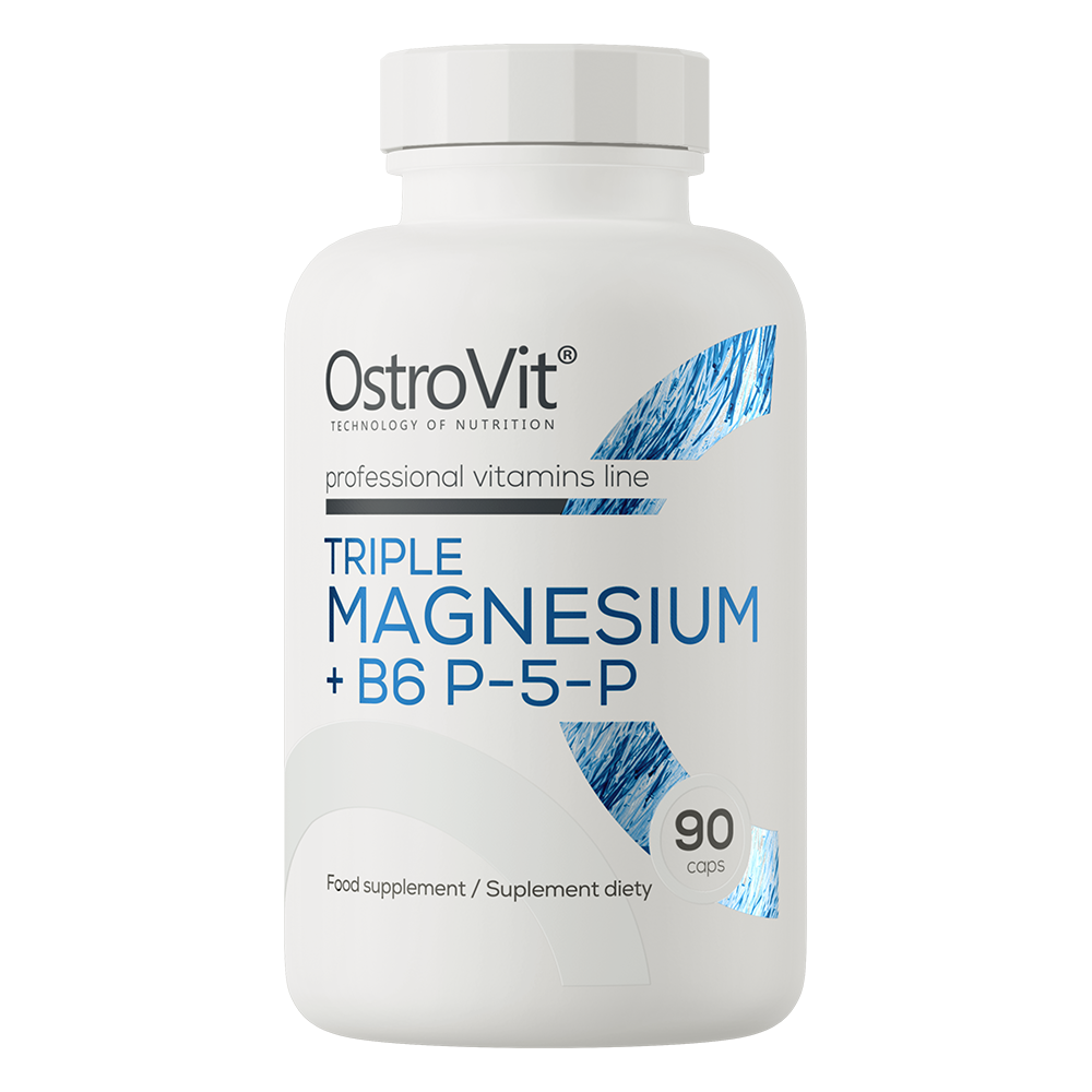 Triple Magnesium + B6 P-5-P 90 capsules  / Dietary supplement containing 3 different forms of magnesium and vitamin B6