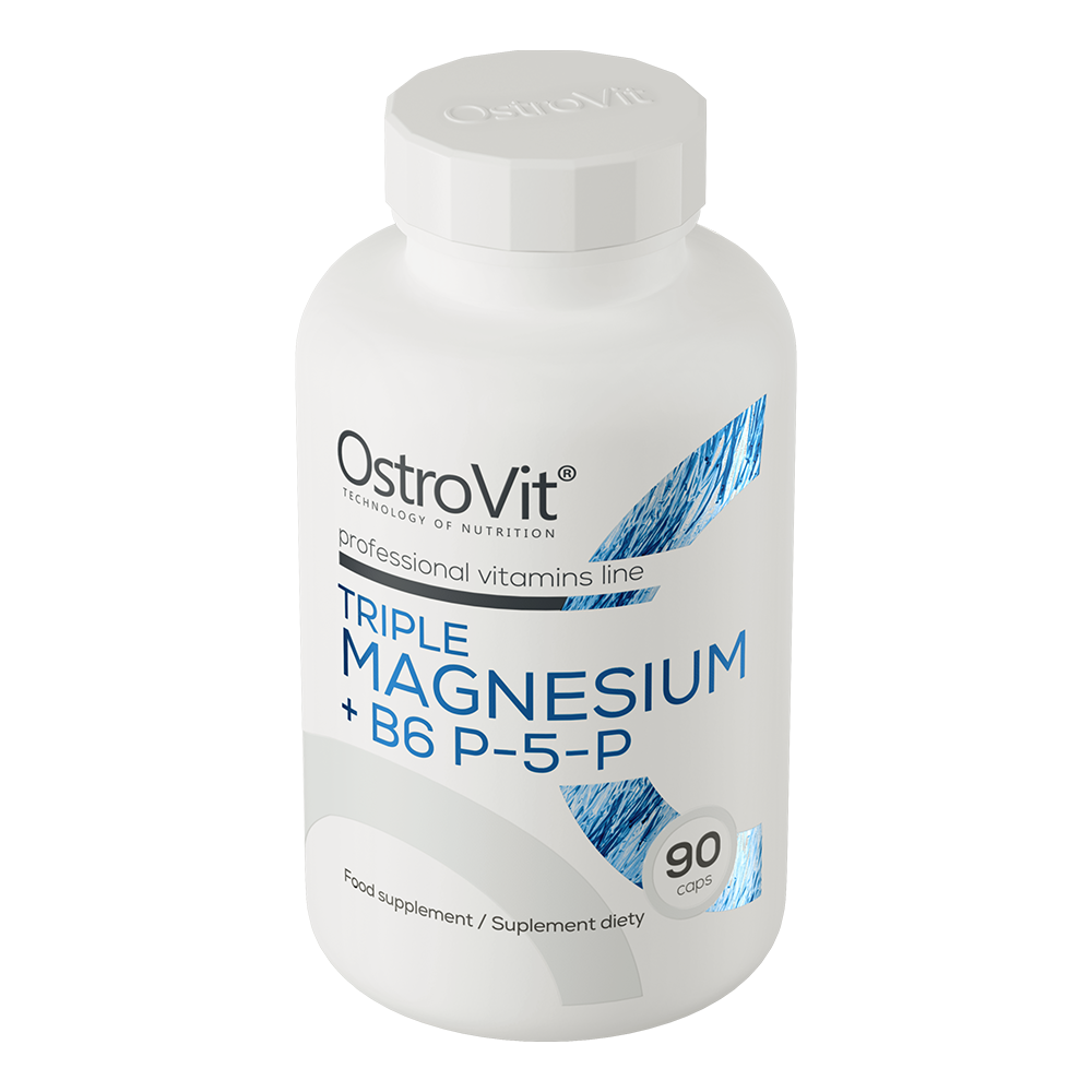 Triple Magnesium + B6 P-5-P 90 capsules  / Dietary supplement containing 3 different forms of magnesium and vitamin B6