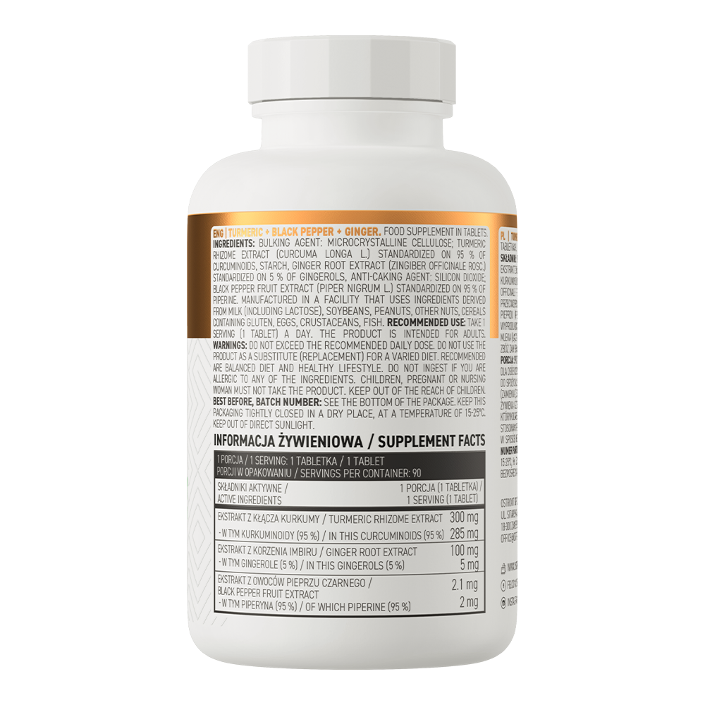 Turmeric + Black Pepper + Ginger 90 Tabletter