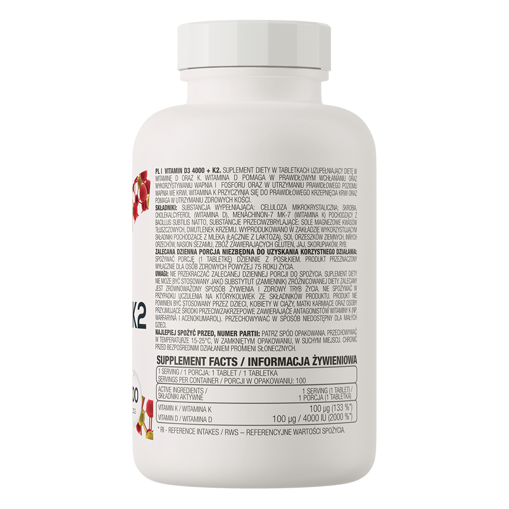 Vitamin D3 4000 + K2 100 Tabletter